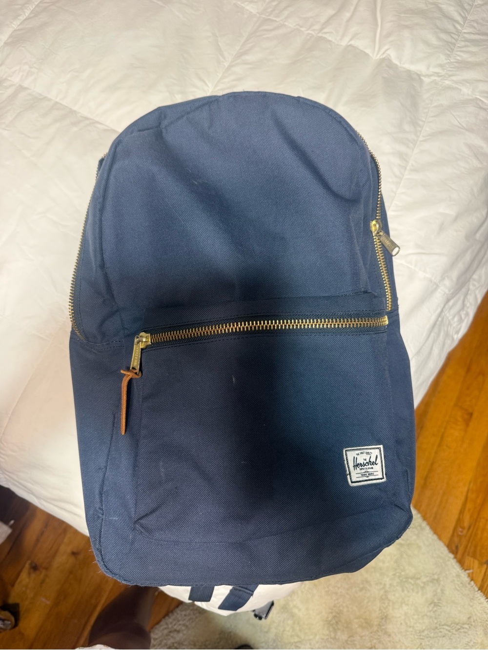 Herschel Supply Company Navy Canvas Backpack with Gold Hardware